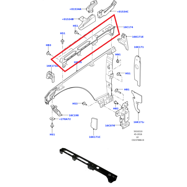 Support, Fixation Supérieur Aile Avant Droite RANGE ROVER (VOGUE) RANGE ROVER SPORT 2013 - 2021