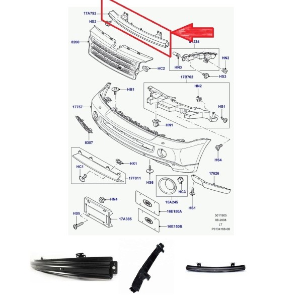 Traverse, Renfort de Pare-Chocs Avant LAND ROVER 3 DISCOVERY 3 RANGE ROVER SPORT 2005-2009