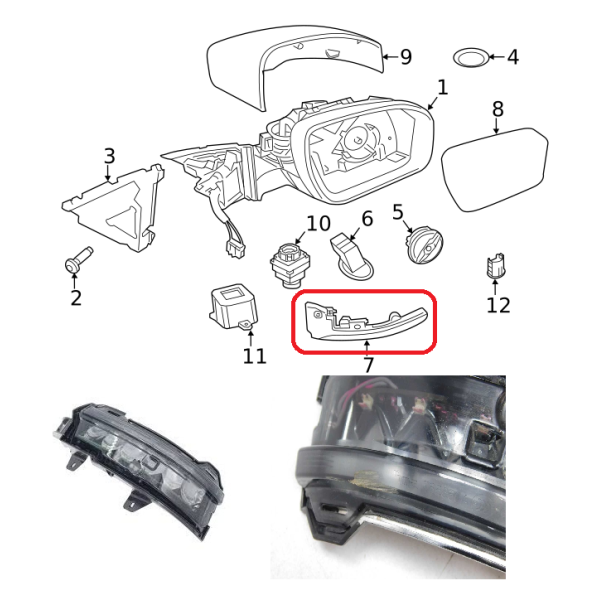 Clignotant sur Rétroviseur Verre Clair Droit RANGE ROVER EVOQUE DISCOVERY SPORT VELAR