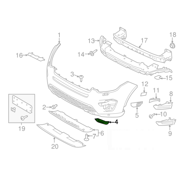 Extension de Pare-Choc Avant Coté Gauche LAND ROVER DISCOVERY SPORT