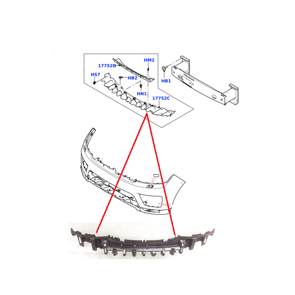 Traverse, Renfort de Pare-Chocs Avant RANGE ROVER SPORT 2018-2022
