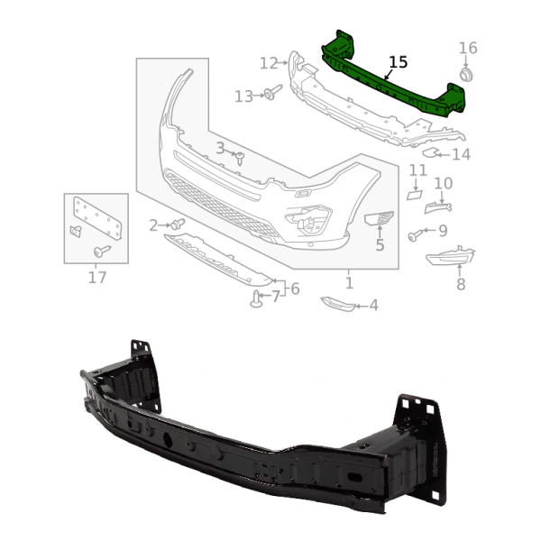 Traverse, Renfort de Pare-Chocs Avant LAND ROVER DISCOVERY SPORT 2015 - 2022