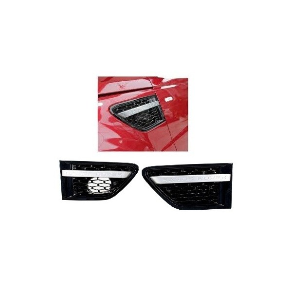 Kit Enjoliveur Grille Air Aile Avant Droite & Gauche Noir Brillant avec Bande Grise RANGE ROVER SPORT