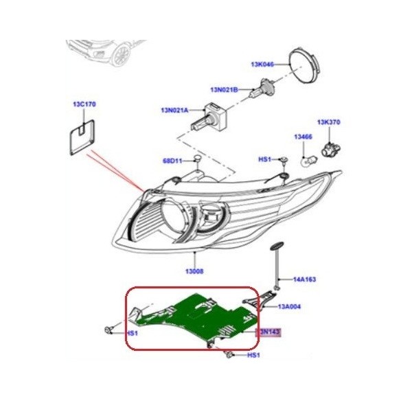 Support, Plaque de Fixation Phare Avant Gauche RANGE ROVER EVOQUE