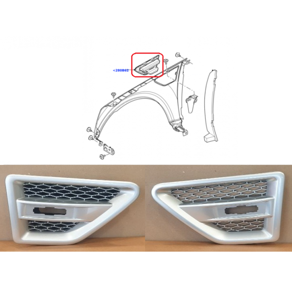 Kit Enjoliveur Grille Air Gris Aile Avant LAND ROVER FREELANDER 2  2006 - 2014