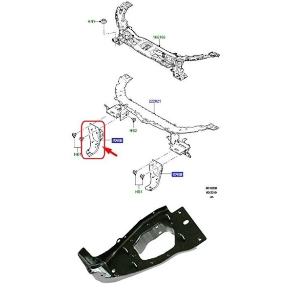 Support, Renfort de Fixation Pare-Chocs Avant Droit LAND ROVER DISCOVERY SPORT 2015-2022