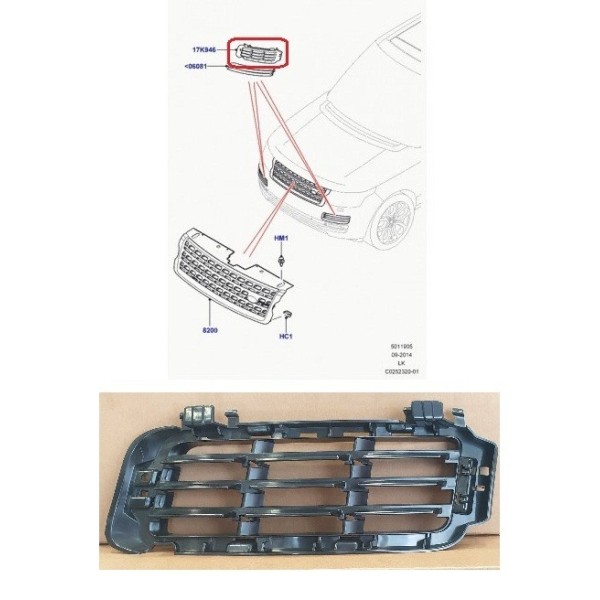 Encadrement, Enjoliveur D'air Pare-Chocs Avant Gauche RANGE ROVER (VOGUE) 2014 - 2021