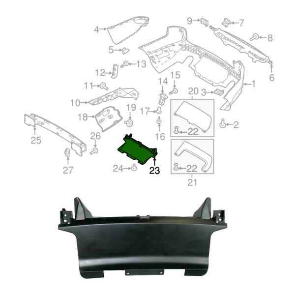 Enjoliveur, Protection Inférieur Barre de Remorquage Pare-Chocs Arrière RANGE ROVER SPORT 2018-2022