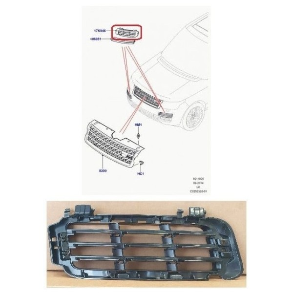 Encadrement, Enjoliveur D'air Pare-Chocs Avant Droit RANGE ROVER (L405)