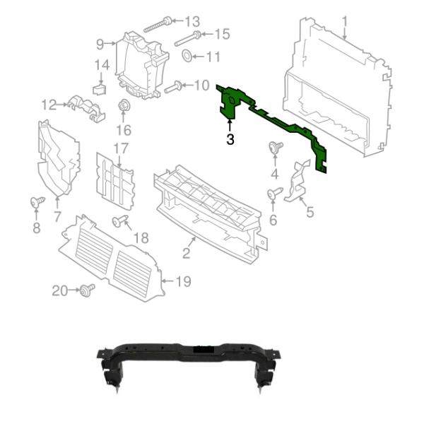 Déflecteur D'air Avant Supérieur Radiateur RANGE ROVER SPORT 2014 - 2018