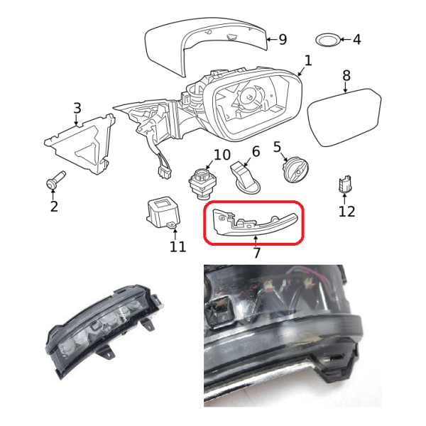 Clignotant sur Rétroviseur Verre Clair Gauche RANGE ROVER EVOQUE DISCOVERY SPORT VELAR