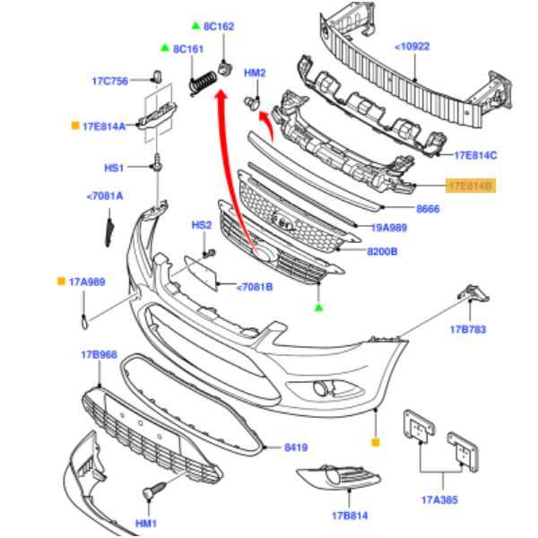 RENFORT SUPPORT PARE CHOC AVANT FORD FOCUS Mk2