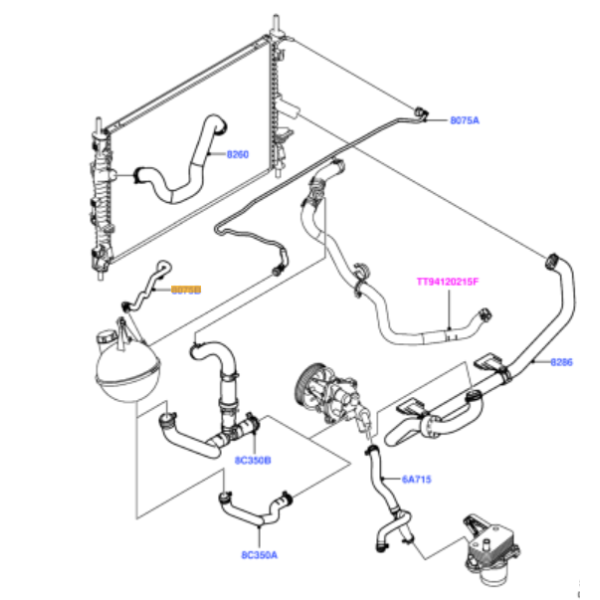 DURITE DE REFROIDISSEMENT DU RADIATEUR MOTEUR AU VASE D'EXPANSION FORD TRANSIT Mk6