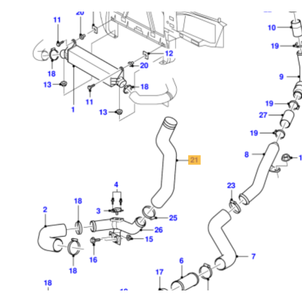 DURITE TUYAU FLEXIBLE DE RACCORDEMENT DE TURBO FORD MONDEO Mk3 2.0TDCI