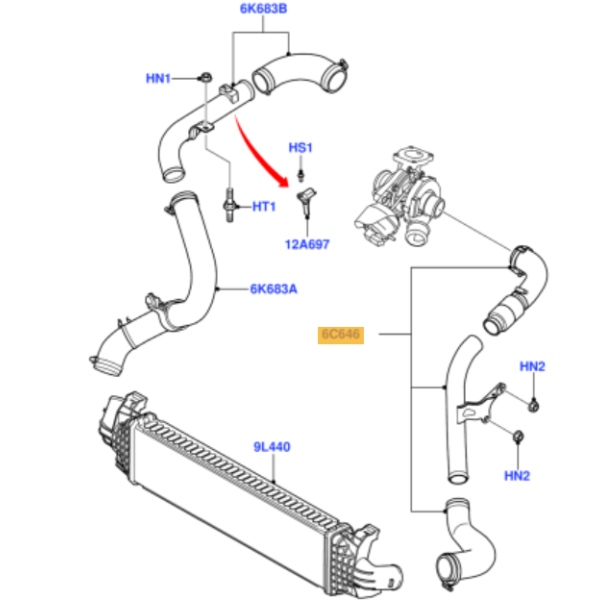 DURITE GAINE DE SURALIMENTATION DE TURBO MOTEUR FORD 1.8 TDCI