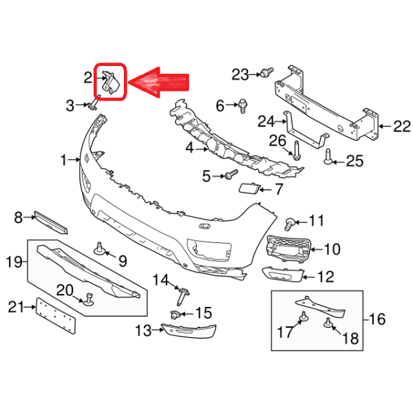 Support de Pare-Chocs Avant Droit RANGE ROVER SPORT