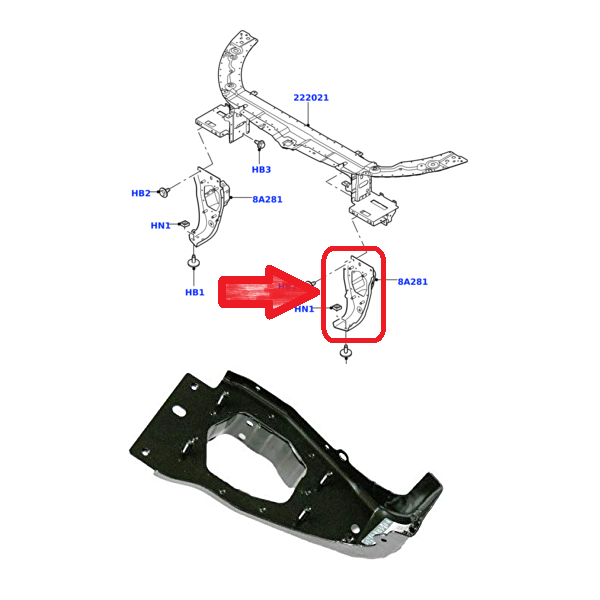 Support, Renfort de Fixation Pare-Chocs Avant Gauche LAND ROVER DISCOVERY SPORT 2015-2022