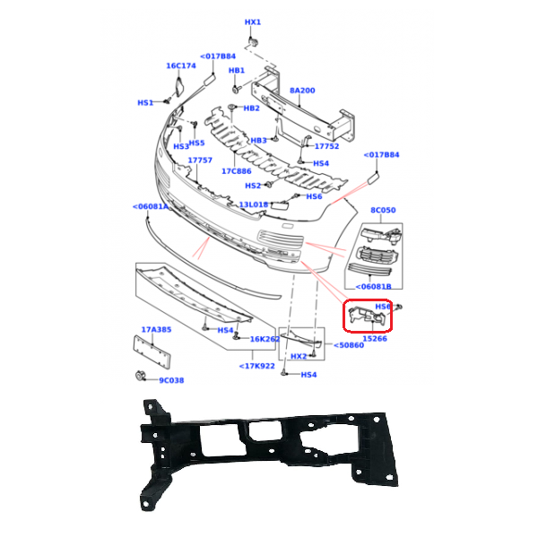 Support Feu Antibrouillard Avant Droit RANGE ROVER (VOGUE)