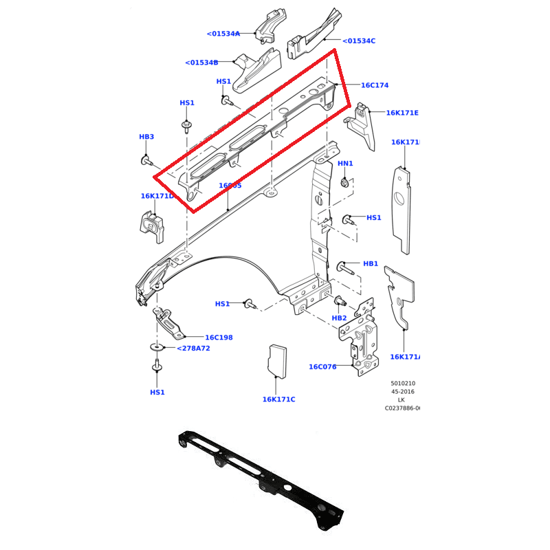 Support, Fixation Supérieur Aile Avant Droite RANGE ROVER (L405) RANGE ROVER SPORT II (L494) - vignette 1