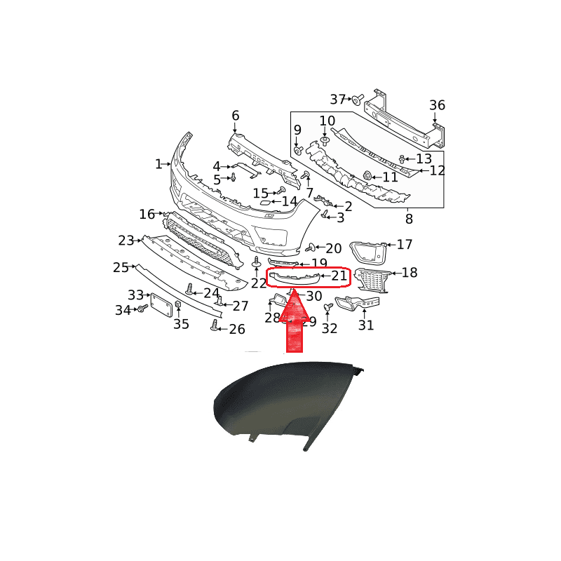 Enjoliveur Grille Air Aile Avant Droit RANGE ROVER SPORT II (L494)  2018 - 2022 - vignette 1
