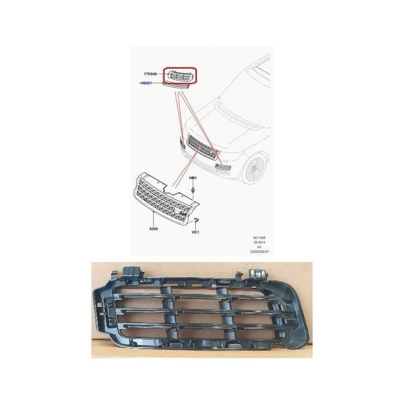 Encadrement, Enjoliveur D'air Pare-Chocs Avant Droit RANGE ROVER (L405) - vignette 1
