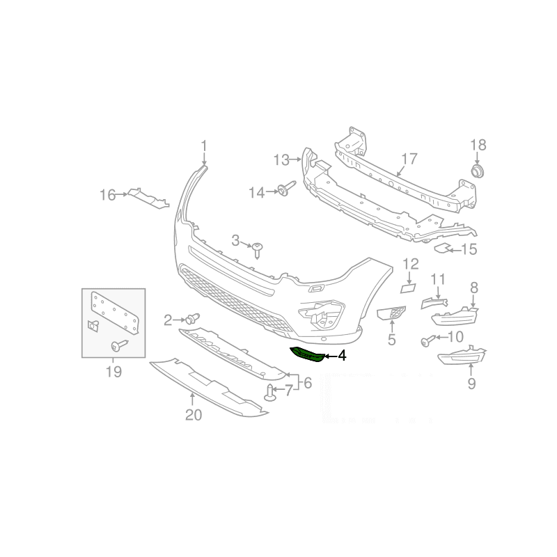 Extension de Pare-Choc Avant Coté Gauche LAND ROVER DISCOVERY SPORT