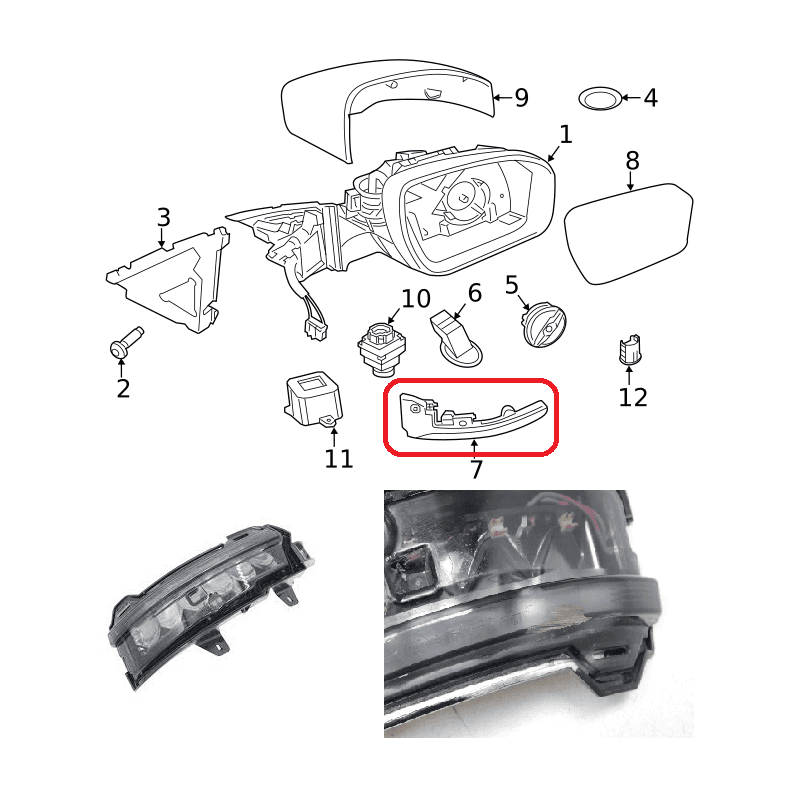 Clignotant sur Rétroviseur Verre Clair Gauche RANGE ROVER EVOQUE DISCOVERY SPORT VELAR