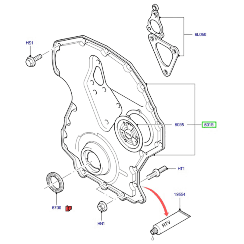 COUVERCLE MOTEUR CACHE CHAINE DISTRIBUTION FORD TRANSIT 2.4, LAND ROVER DEFENDER , JAGUAR X-Type, - vignette 3