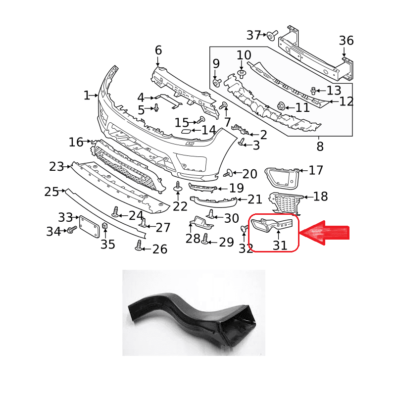 Conduit de Refroidissement Étrier de Frein Avant Gauche RANGE ROVER SPORT 2018-2022