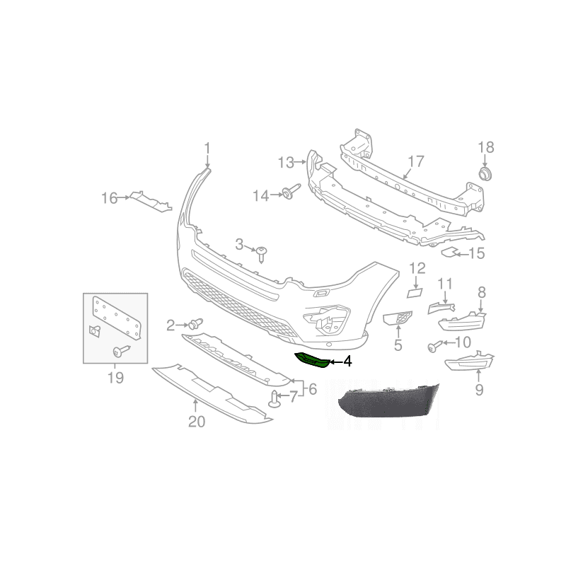 Extension de Pare-Choc Avant Coté Droit LAND ROVER DISCOVERY SPORT