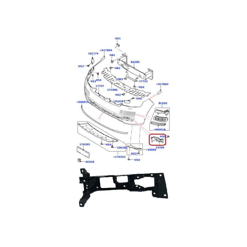 Support Feu Antibrouillard Avant Droit RANGE ROVER (L405) - vignette 1