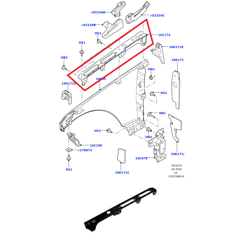 Support, Fixation Supérieur Aile Avant Gauche RANGE ROVER (L405) RANGE ROVER SPORT II (L494)
