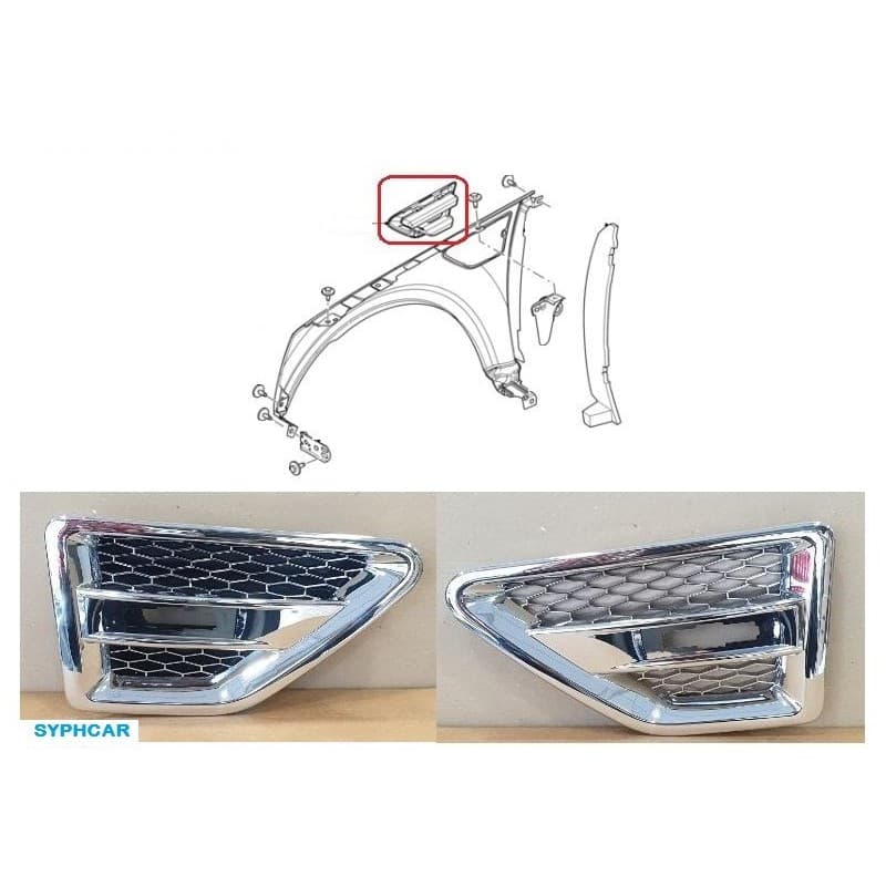Kit Enjoliveur Grille Air Chromé Aile Avant LAND ROVER FREELANDER 2