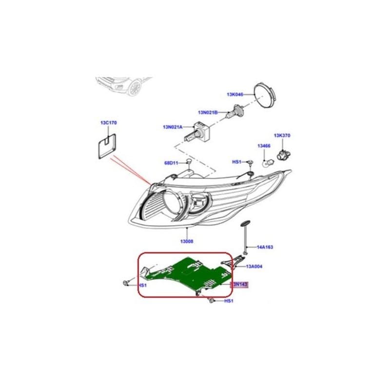 Support, Plaque de Fixation Phare Avant Droit RANGE ROVER EVOQUE (L538)